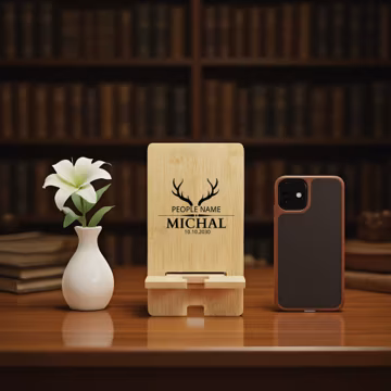 Custom Wooden Phone Stand, Wedding Wooden Favors, Groomsmen Birthday Gift for Him, Personalized Men's Wooden Gift, Wooden Gift For Men