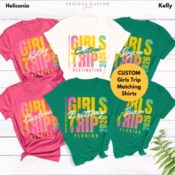 Custom Girls Trip 2026 Shirts Personalized Girl Vacation Weekend Matching Tshirts Beach Summer Vacay Mode Tees Girl Gang Group T-shirts Gift