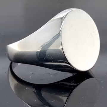 Unisex Oval Flat Ring , Large Signet Ring , Oval Flat Top Rings , Silver Wedding Flat Ring , Handmade Classic Silver Ring , Flat Top Ring