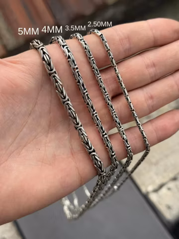 Silver King Chain Necklace , Round Byzantine Chain Necklace, Bali Byzantine Chain Necklace, Handmade Solid Silver Chain, Oxidized Chain