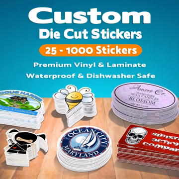 Custom Die Cut Stickers | Premium Vinyl Waterproof Stickers | UV Gloss or Matte Lamination. We cut to any Shape.