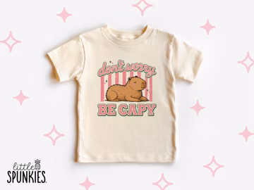Funny Capybara Animal Graphic Tee: Don't Worry Be Capy Kids T-Shirt - DL4238
