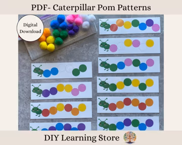 Pom Pom Patterns Activity Cards- Instant Download-Montessori Learning Toy for Preschool, Homeschool, Special Needs, Toddler quiet time- PDF