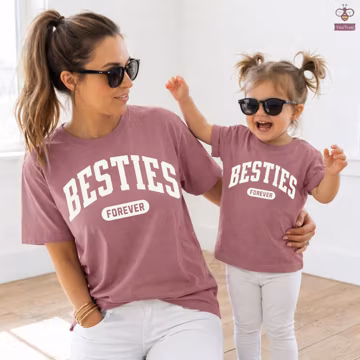 Besties Mommy and Me Matching Shirts or Sweatshirts, Toddler and Baby Girl First Mothers Day Outfit, Mom Daughter Shirts,