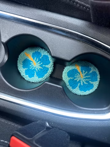 Set of 2 Hibiscus Flower Car Coasters,Cute Car Accessories,Car Decor,New Car Gift,Flower Car Cup Holder,Cute Car Decor Gift Ideas for her