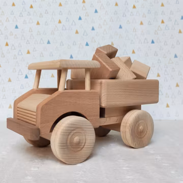 Wooden Truck with blocks Pickup Wood toys car UNIMOG Handmade gift for kid toy