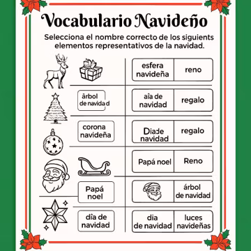 Spanish Christmas Vocabulary Worksheet | Multiple Choice Navidad Activity