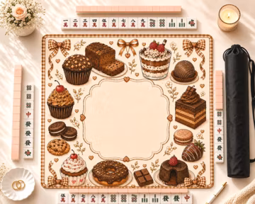 Chocolate Dessert Mahjong Mat, Cupcake & Sweet Treat Board Game Cover, Cozy Bakery Game Night Gift