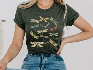 Dragonfly Collage Shirt • Entomology Art Tee • Dragonfly Lover Gift for Gardeners, Naturalists and Pond Lovers