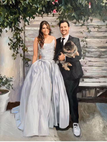Commission Wedding Painting from Photo on Canvas, Personalized Portrait Gift for Couple Family, Custom Gift, Pet Portrait