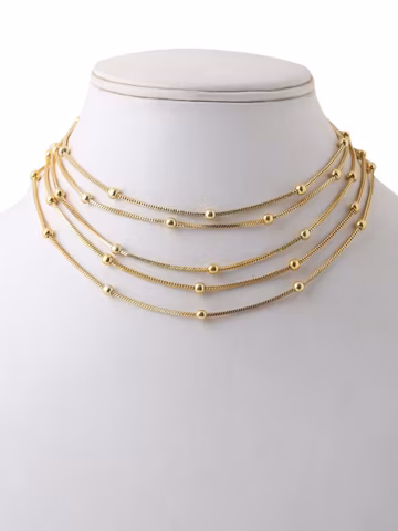 Gold Multi-Strand Bohemian Necklace, Party Statement Jewelry. Layered necklace.