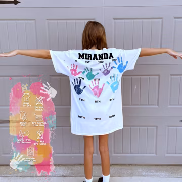 Personalized Grow With Me Shirt for School, Class of 2038 First Day of School Gift For Kid, Hand Print Shirt For Kid, Memorial Gift For Kids