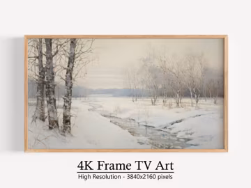 Snow Sprinkled Scenes, Glimpses of Winter for Samsung Frame, Digital TV Design