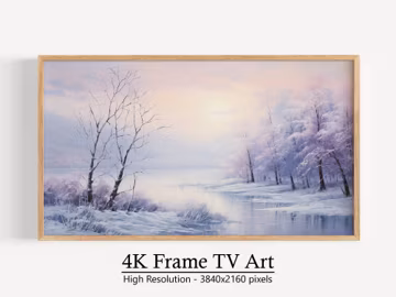 Samsung Frame TV, Snowy Silhouettes, Digital Winter Landscape