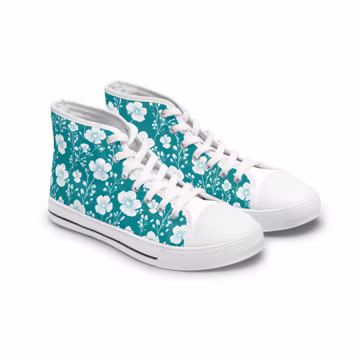 Floral High Top Sneakers, Trendy Women's Sneakers, Casual Footwear, Gifts for Her, Spring Fashion, Unique Style