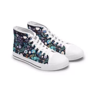 Floral Women's High Top Sneakers, Stylish Floral Sneakers, Trendy High Top Shoes, Floral Fashion Sneakers, Casual Floral Footwear