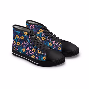 Floral Women's High Top Sneakers, Trendy Sneakers, Stylish High Tops, Casual Footwear, Gift for Her, Summer Shoes, Everyday Sneakers