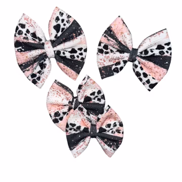 Pink Cow - Bow on Nylon | Bow on Clip | Piggies | Newborn Bow | Baby Bow | Toddler Bow | Baby Headband | Bow Headband