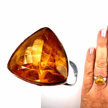 Citrine Ring Encoded to Egyptian God RA Sz 7.5 Silver Ring Clear Curses, Money Stone, Manifestation Natural Gemstone Women/Mens Ring #2212