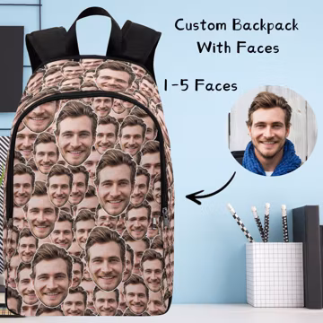 Personalized Face Backpack: Custom Photo Gift, Adjustable shoulder strap