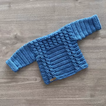Crochet Pattern - River Crochet Baby Sweater Pattern 8 sizes (0–12 Years), Cabled Baby & Kids Boat Neck Pullover Jumper Pattern, DK 8 Ply