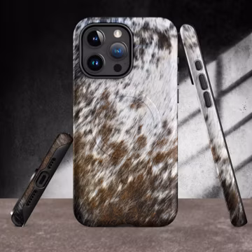 Cowhide Print MagSafe iPhone Tough Case, Multi-Color Cowhide Look, Freakin Love Cows, Cow Lovers iPhone Case, Western MagSafe iPhone Case