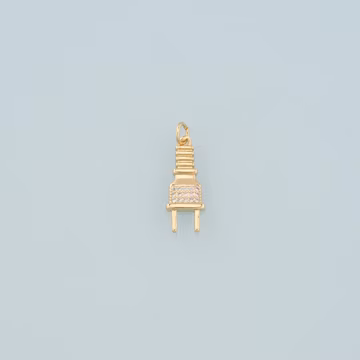 18K Gold Filled Plug Pendant,CZ Micro Pave Plug Charm Bracelet Necklace for DIY Jewelry Making Supply