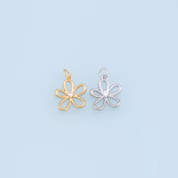 Gold Flower Charms,18K Gold Filled Flower Pendant,Silver Flower Charm Bracelet Necklace for DIY Jewelry Making Supply