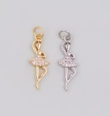 Gold Ballet Charms,18K Gold Filled ballet Pendant,ballet Charm Bracelet Necklace for DIY Jewelry Making Supply
