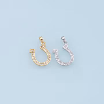 Gold Horseshoe Charms,18K Gold Filled CZ Horseshoe Pendant,Horseshoe Charm Bracelet Necklace for DIY Jewelry Making Supply