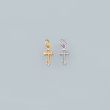 Gold Cross Charms,18K Gold Filled Cross Pendant,CZ Micro Pave Religion Charm Bracelet Necklace for DIY Jewelry Making Supply