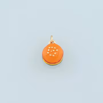 18K Gold Filled Hamburger Pendant,Enamel Gourmet Charm Bracelet Necklace for DIY Jewelry Making Supply