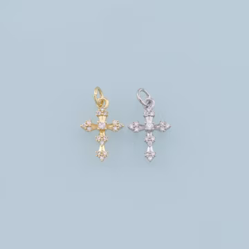 Gold Cross Charms,18K Gold Filled Cross Pendant,CZ Micro Pave Cross Charm Bracelet Necklace for DIY Jewelry Making Supply