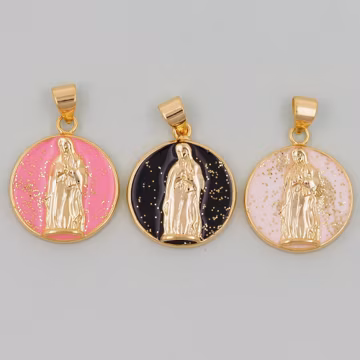 Gold virgin mary Charms,18K Gold Filled virgin mary Pendant,virgin mary Charm Bracelet Necklace for DIY Jewelry Making Supply