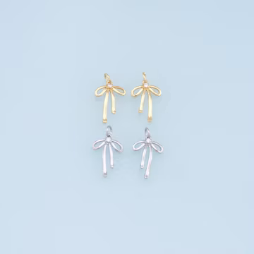 Gold Bow Charms,18K Gold Filled Bow Pendant,Bow Tie Charm Bracelet Necklace for DIY Jewelry Making Supply