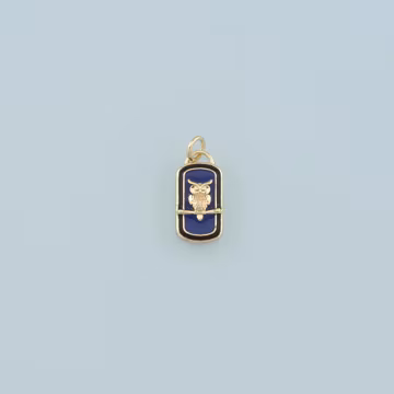 18K Gold Filled owl Pendant,Enamel owl Charm Bracelet Necklace for DIY Jewelry Making Supply