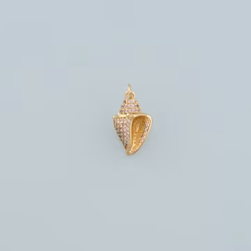 Gold Conch Charms,18K Gold Filled Conch Pendant,CZ Micro Pave Conch Shell Charm Bracelet Necklace for DIY Jewelry Making Supply