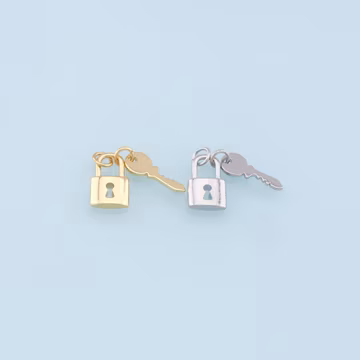 Gold Key Lock Charms,18K Gold Filled Key Pendant,Lock Charm Bracelet Necklace for DIY Jewelry Making Supply