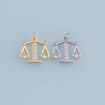 Gold Balance Scale Charms,18K Gold Filled CZ Balance Pendant Charm Bracelet Necklace for DIY Jewelry Making Supply