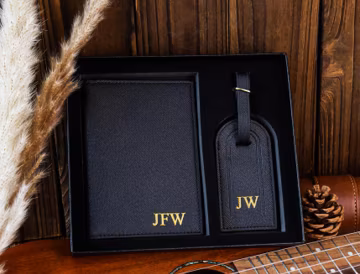Personalized Leather Passport Holder Gift Set,Best man Bridesmaid Groomsman Gift,Wedding Travel Gift,Travel Set Accessories,Honeymoon Gift