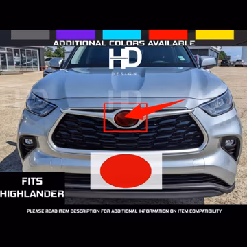 HDUSA Fits Toyota Highlander 2020-2026 Front Red Precut Dark Decals Blacked out Vinyl Tint Overlay 2020 2021 2022 2023 Compatible to Emblem