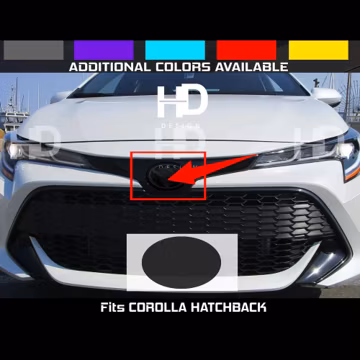 HDUSA Fits Toyota Corolla 2019-2026 Hatchback Dark Front Precut Red Oval Dark Vinyl Tint Overlay 2019 2020 2021 2022 Compatible to Emblem