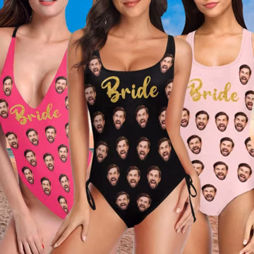 Personalized Face Swimsuit, Custom Bride Swimwear, Bachelorette Gift