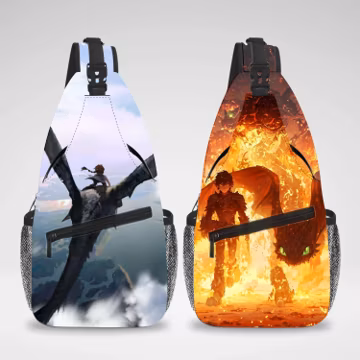 Anime Dragon Fanart Cross Body Sling Bag, Chest Bag, Crossbody Backpack, Travel Bag, Accessories Organizer for iPad Tablet