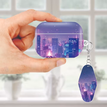 Cute Cityscape AirPods Case for AirPods Pro 3 2 1, AirPods 4 3, AirPod 2 1 Gen, Aesthetic Cover with Keychain, Anti Lost Strap