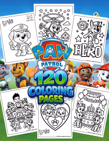 120 Rescue Pups Coloring Pages | Printable PDF for Kids | Chase And Friends Coloring Book | Instant Download | kids coloring books, pages