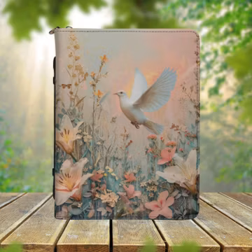 Pastel Dove Bird Collage PU Vegan Leather Bible Cover for Women, Faith Inspired Floral Bible Book Case, Christian Gift, Book Lover Gift