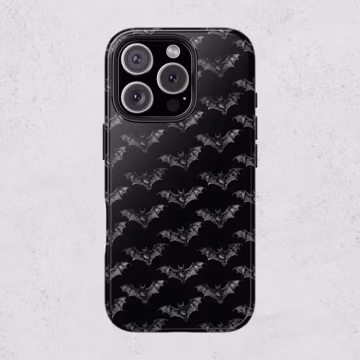 Bats Gothic iPhone Samsung Tough Case, Spooky Halloween Phone Case, Goth Bats Cover iPhone 17 16 15 14 13 12 Pro Max, Phone Accessory Gift