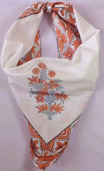 Hand Block Print Bandana, Natural Organic print Bandana Scarf, Handkerchief Scarf, Vibrant Color, High-Quality, Winter Scarf, Birthday gift