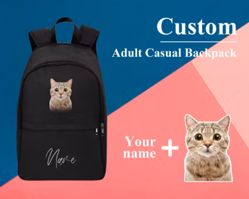 Personalized Backpack for Adults, Customize Your Picture/Text/Name On Your Backpack with Padding for Extra Support, Gift for Cat Person